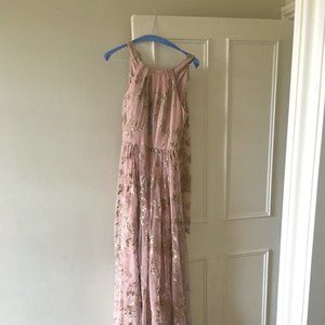 COPPER & ROSE GOLD ANTHROPOLOGIE BHLDN EMBROIDERED FLOOR LENGTH BRIDESMAID DRESS